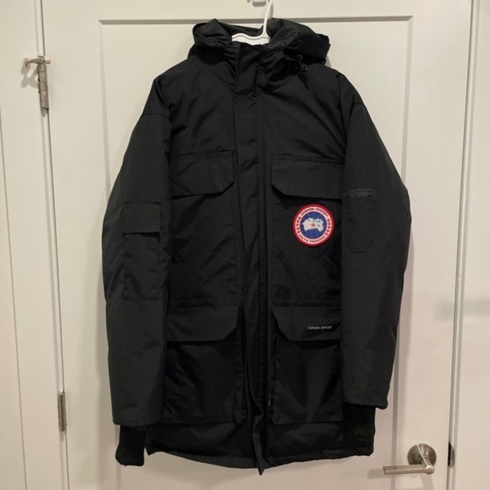 Canada Goose 4567JM Citadel Parka Down Winter Jacket Coat Black Mens Medium